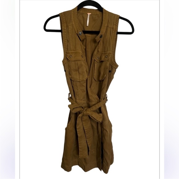 Free People Desert Daylight Sleeveless Utility Mini Dress NWOT - Picture 3 of 10